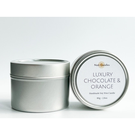Luxury Chocolate and Orange Tin Candle